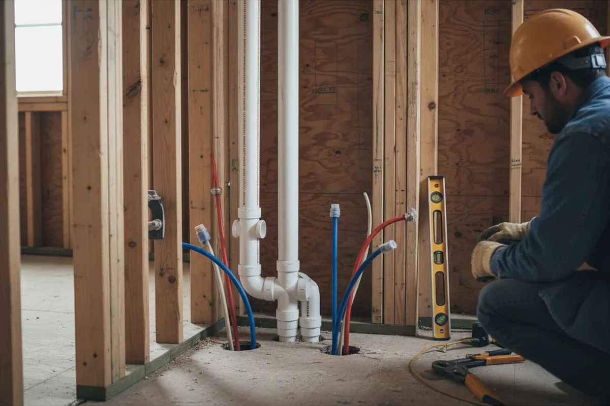 Drain and supply rough-in during Drain Cleaning in Oak Island
